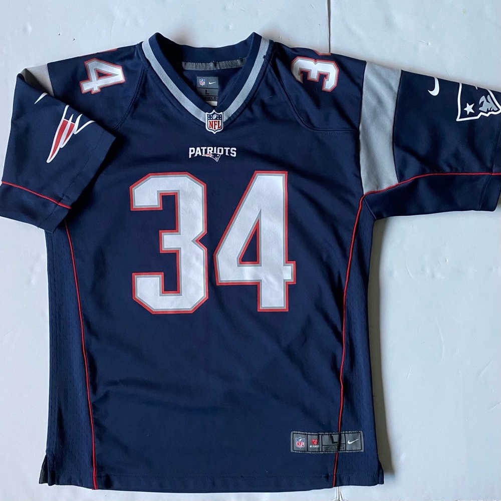 Patriots Jersey Size Large Nike Youth #34 Burkhead New England Boys Girls Shirt